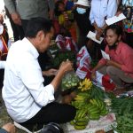 Presiden Joko Widodo Belanja pisang di pasar Alasa, Nias Utara.(istimewa).