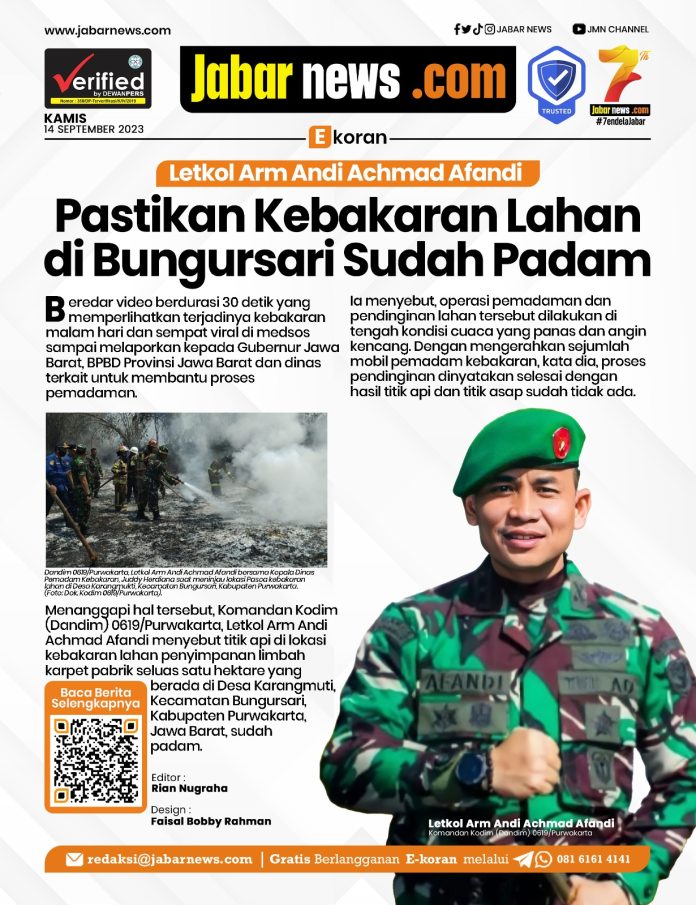 Andi Achmad Afandi Pastikan Kebakaran Lahan di Bungursari Sudah Padam