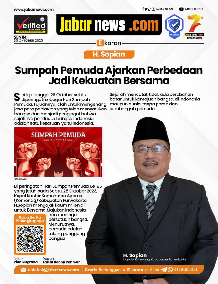 H Sopian: Sumpah Pemuda Ajarkan Perbedaan Jadi Kekuatan