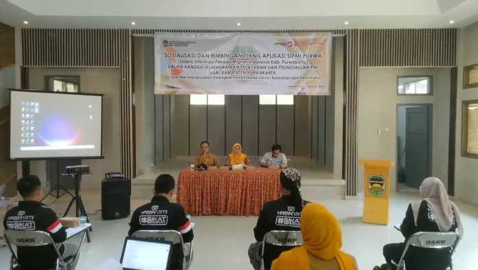 Sosialisasi dan Bimbingan Teknis Aplikasi SIPMI PURWA, di aula BLK Disnakertrans Purwakarta