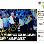 Hasil tangkap layar video yang menyebutkan Prabowo tolak bersalaman dengan Anies