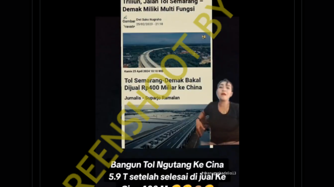 Ilustrasi Tol Semarang-Demak dijual ke China