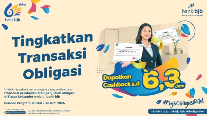 Rayakan HUT Ke-63, bank bjb Tawarkan Promo Cashback Obligasi Ritel