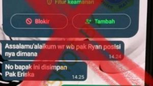 Hasil tangkap layar percakapan akun WhatsApp palsu yang mengatasnamakan Pj Sekda Bandung Barat