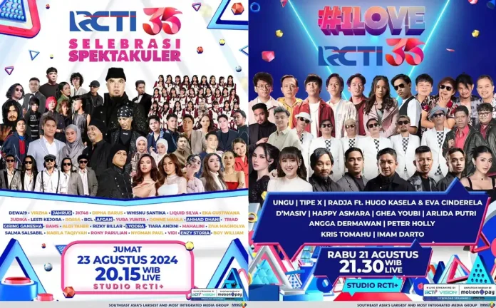 Flyer Selebrasi Spektakuler RCTI 35 dan Konser I Love RCTI dalam rangka HUT RCTI ke-35