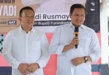 Yadi Rusmayadi (kiri) dan Pipin Sopian (kanan) yang resmi diusung Partai NasDem untuk maju pada Pilkada Purwakarta 2024 sebagai pasangan calon bupati dan wakil bupati Purwakarta (Foto Instagram @aayadi_official)