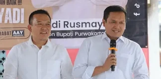 Yadi Rusmayadi (kiri) dan Pipin Sopian (kanan) yang resmi diusung Partai NasDem untuk maju pada Pilkada Purwakarta 2024 sebagai pasangan calon bupati dan wakil bupati Purwakarta (Foto Instagram @aayadi_official)