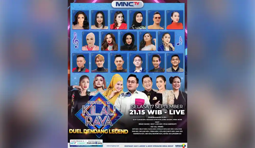 Deretan artis legenda dangdut dan alumni KDI yang akan memeriahkan konser musik Road to Kilau Raya 'Duel Dendang Legend' (Foto: MNCTV)