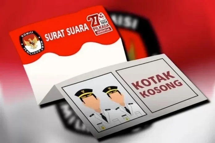 Ilustrasi surat suara dengan calon tunggal vs kotak kosong (Foto: Net)