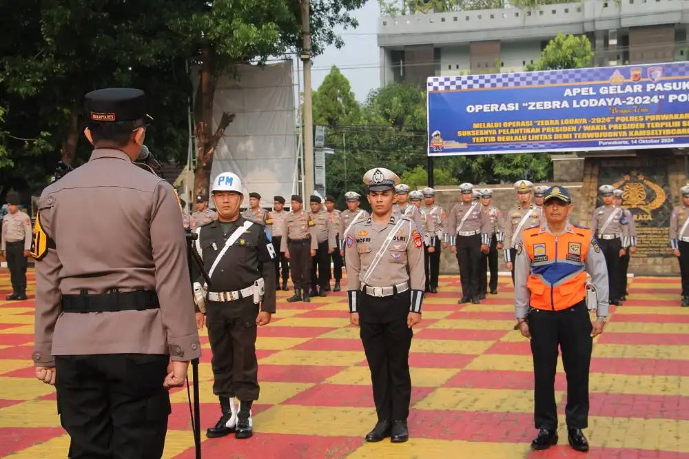 Apel gelar pasukan Operasi Zebra Lodaya 2024 di Polres Purwakarta. (Foto: Dok Humas Polres Purwakarta)