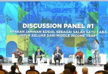 Diskusi panel dalam kegiatan Social Security Summit 2024 yang digelar BPJS Ketenagakerjaan di Hotel Bidakara, Jakarta Selatan, pada tanggal 26 November 2024. (Foto: Ist)