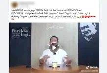 Video yang beredar di media sosial menyampaikan narasi MUI menghimbau umat Islam agar tidak memilih calon kepala daerah pendukung politik dinasti. (Tangkapan layar akun Facebook)